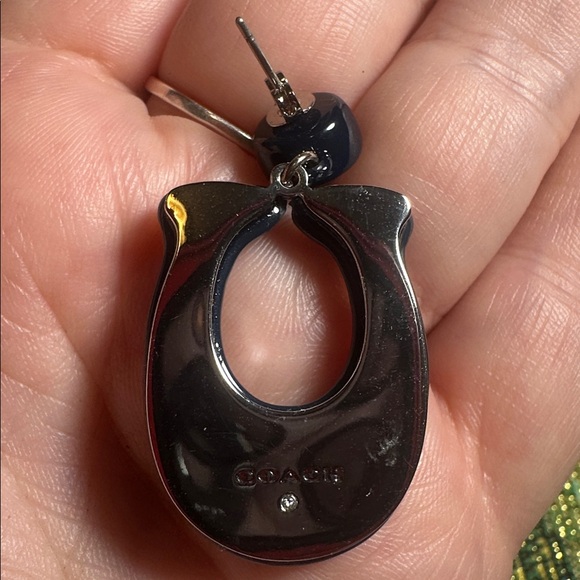 Coach Large Signature Enamel Earrings - Picture 5 of 9
